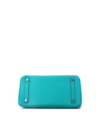 Birkin 30 Handbag Blue Clemence with Palladium Hardware