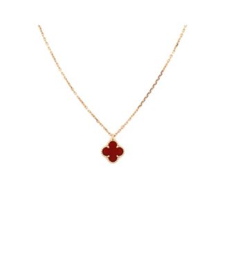  Sweet Alhambra Pendant Necklace 18K Rose Gold and Carnelian, 16"