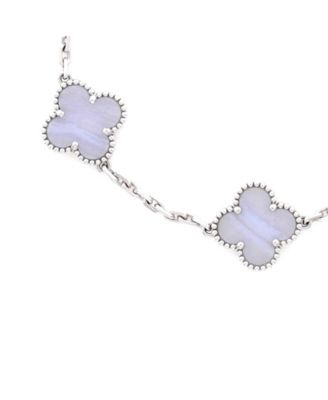  Vintage Alhambra 5 Motifs Bracelet 18K White Gold and Chalcedony