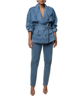 Medium Wash Double Breasted Denim Jacket