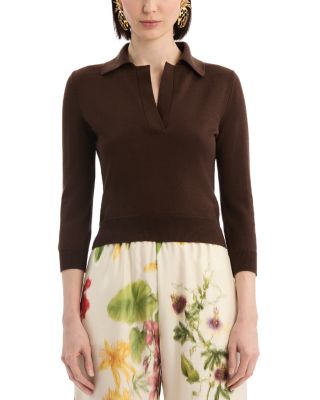 Oscar De La Renta Knit Wool Top In Multi