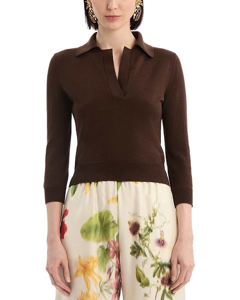 Oscar De La Renta Knit Wool Top In Multi