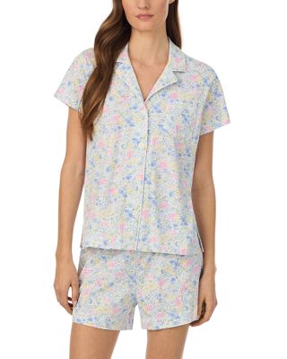 Short Sleeve Classic Knits Notch Collar Boxer Pajama Set