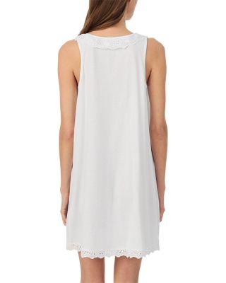 Textured Knit Eyelet Button Flutter Neck Gown