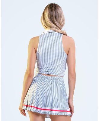  Womens' Glow Set Stripes Polo Tank Top