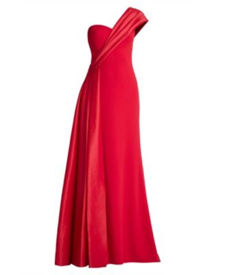  Beis Draped One-Shoulder Gown