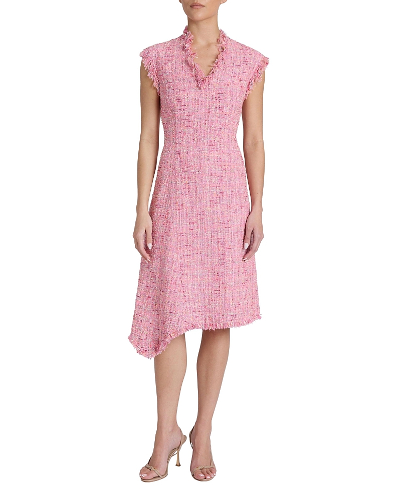 Santorelli Cici Asymmetric A-Line Dress in Cotton Blend Tweed