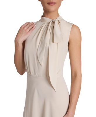  Petra Sleeveless Mock Neck Silk Midi Dress