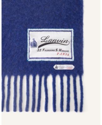Blue Fringed Wool Scarf with 22 Faubourg Label