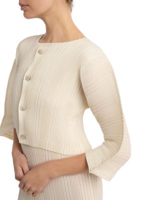 Linen Like Rib Pleats Cardigan