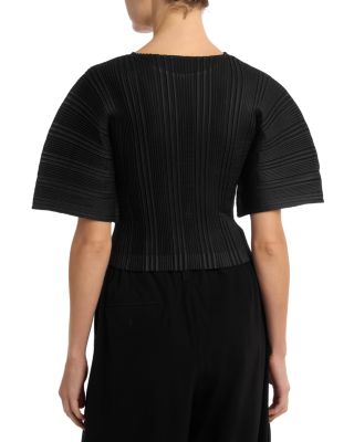 Linen Like Rib Pleats Top