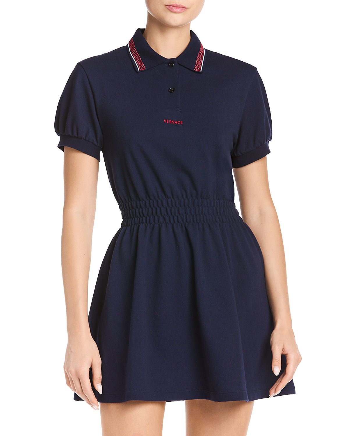 Versace Smocked Waist Mini Dress