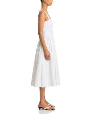 green emerald velvet dress White V-Neck Long Sleeve Fit & Flare Midi Dress