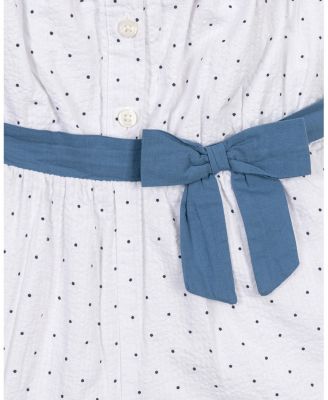 Girls' Organic Ruffle Collar Button Front Seersucker Romper - Little Kid, Big Kid