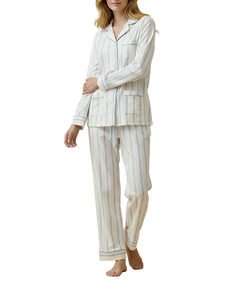 Kip Luxe Stretch Cotton Striped Pajama Set