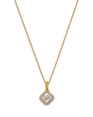 Diamond Clover Pendant Necklace in 14K Yellow Gold, 0.25 tcw