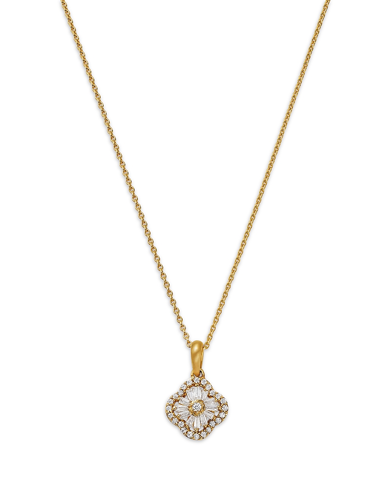 Bloomingdale's Fine Collection Diamond Clover Pendant Necklace in 14K Yellow Gold, 0.25 tcw