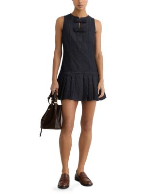 Drop Waist Pleated Skirt Mini Dress