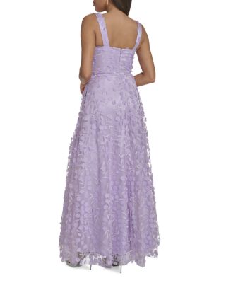 Floral Appliqu&eacute;d V Neck Gown