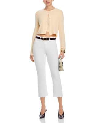 Kendra Mid Rise Crop Flare Jeans in Blanc
