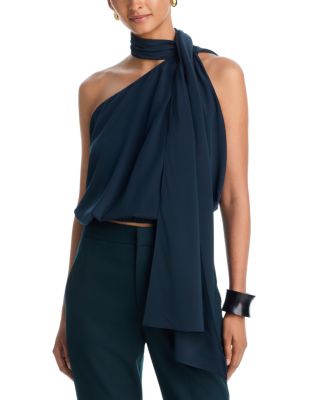 Celeste Asymmetrical Silk Halter Top