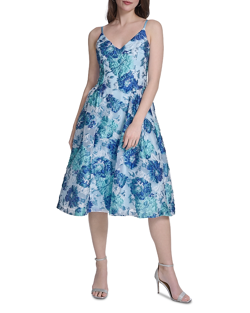Eliza J V Neck Jacquard Dress