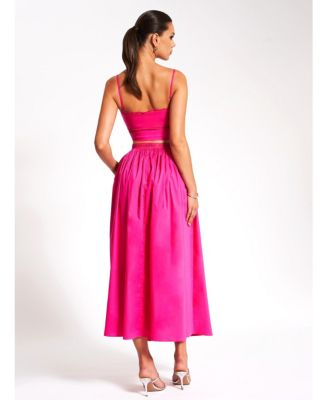  Martha Cotton Poplin Maxi Skirt with Lace Trim