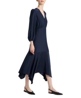 Carina Silk Midi Handkerchief Dress
