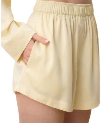 Silk Button Up Long Sleeve Short Set