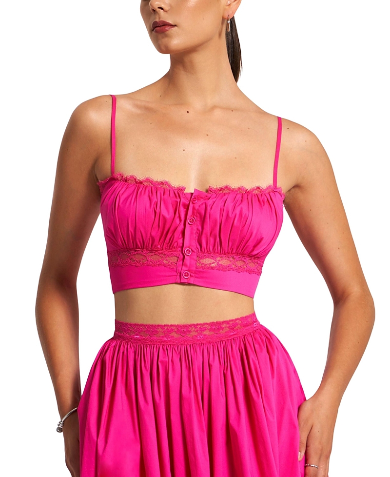 Miss Circle Maya Cotton Poplin Top with Lace Trim