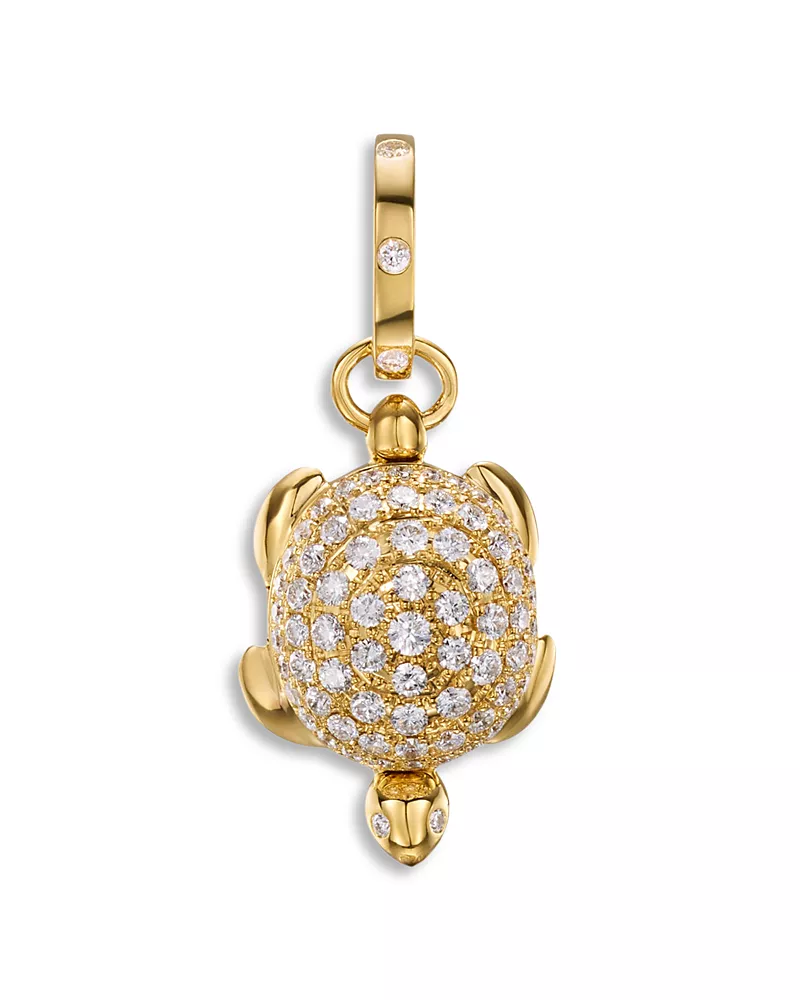 Temple St. Clair 18K Yellow Gold Fj Diamond Small Turtle Locket Pendant