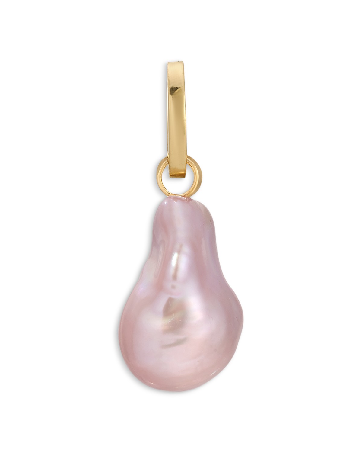 14K Yellow Gold Pink Baroque Freshwater Pearl Hinged Charm Pendant