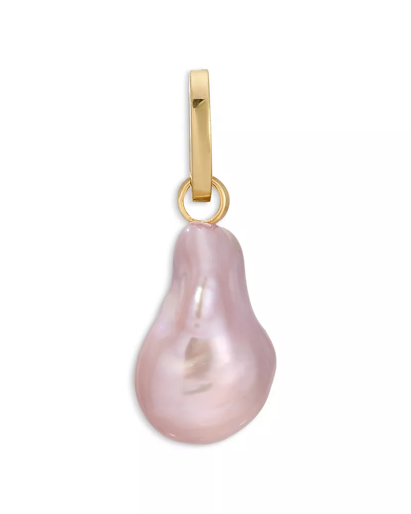 Adina Reyter 14K Yellow Gold Pink Baroque Freshwater Pearl Hinged Charm Pendant