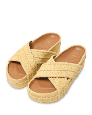 Women's MFACH00870 Raffia Crisscross Platform Sandals