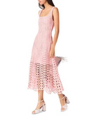 Russelking Rhinestone Crochet Midi Dress