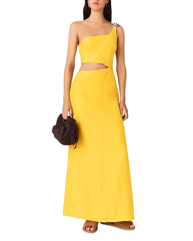 Maje Asymmetric Linen Blend Dress