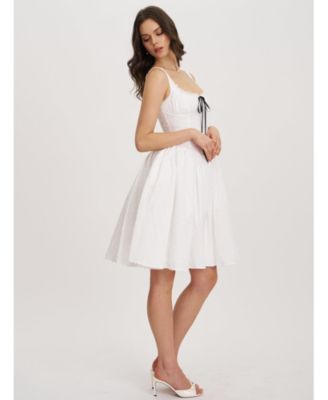  Madison Cotton Eyelet Square Neck Midi Dress