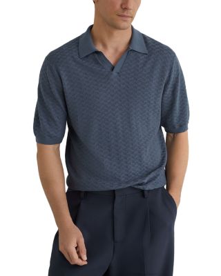 Slim Fit Airforce Blue Textured Polo Shirt