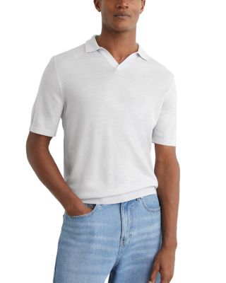 Open Collar Merino Wool Polo Shirt