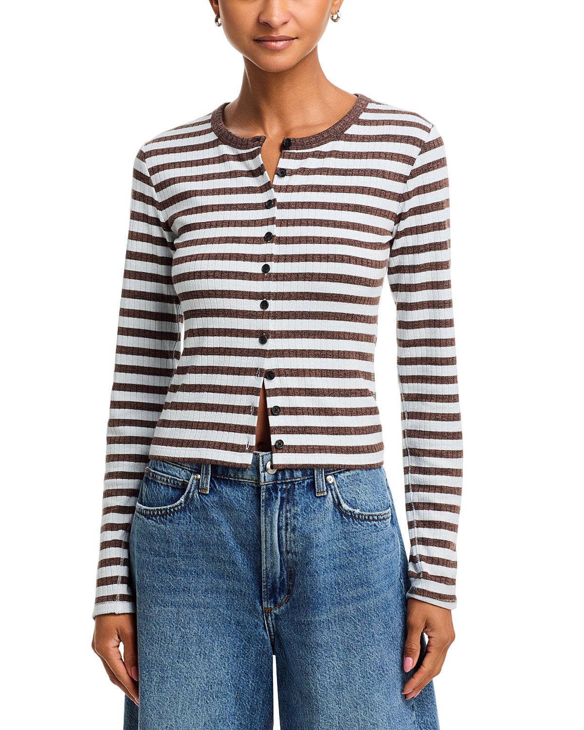 rag & bone The Knit Wide Rib Stripe Cardigan
