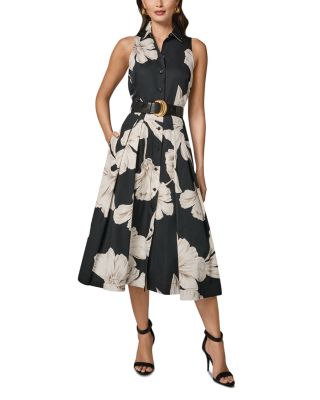 black sleeve formal dress Black and White Floral Maxi Dress main image 1