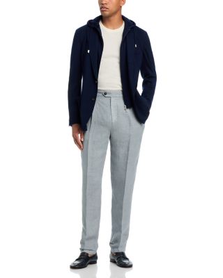 Garment Dyed Linen Relaxed Fit Pleated Trousers