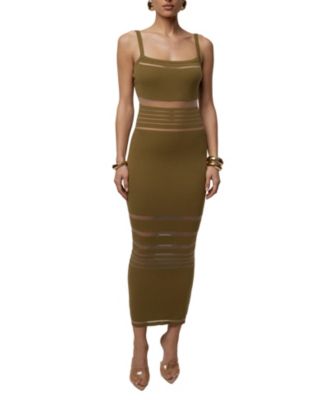  Striped Rib Knit Dress