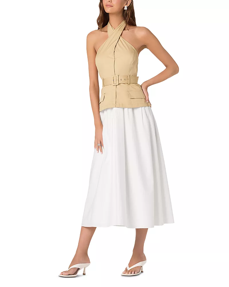 Astr the Label Faux Two Piece Halter Midi Dress
