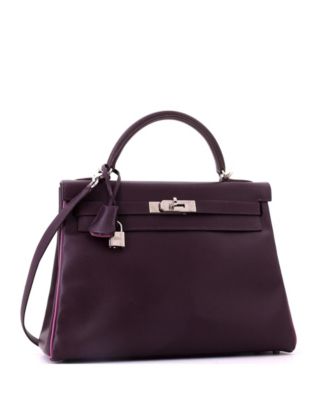 Kelly 32 Handbag Bicolor Epsom with Palladium Hardware