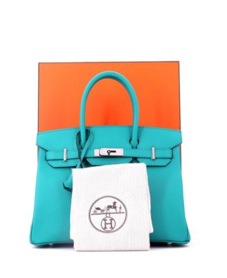 Birkin 30 Handbag Blue Epsom with Palladium Hardware