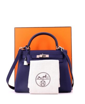 Kelly 28 Handbag Verso Evercolor with Palladium Hardware