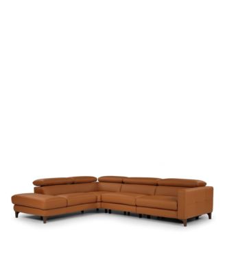 Messina Three Piece Double Motion Leather Sectional