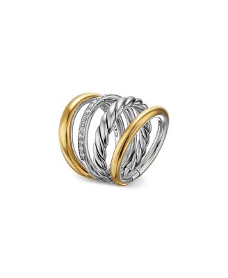 18K Yellow Gold & Sterling Silver DY Mercer Diamond Multirow Ring