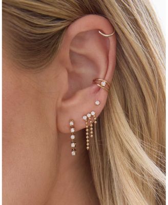 14K Yellow Gold Prong Diamonds Diamond Waterfall Drop Earrings